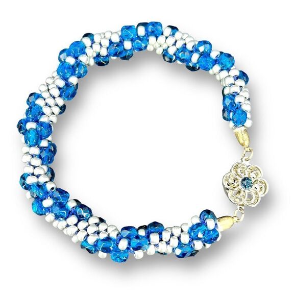 Beaded Multi Strand Bracelet Bracelet Box Clasp Signed Neumann Metall - Picture 1 of 7